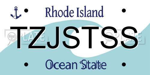 TZJSTSS Rhode Island License Plate