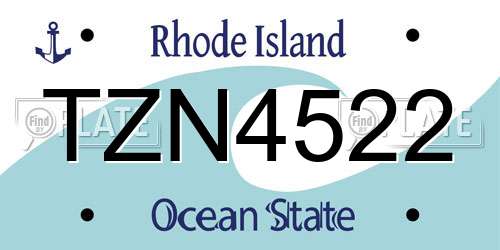 TZN4522 Rhode Island License Plate
