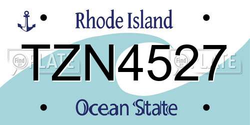 TZN4527 Rhode Island License Plate