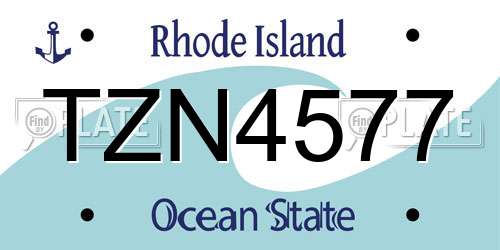 TZN4577 Rhode Island License Plate