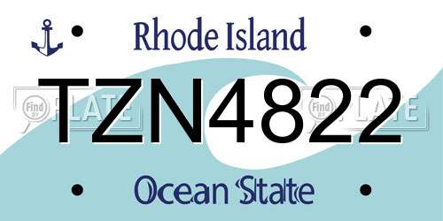 TZN4822 Rhode Island License Plate