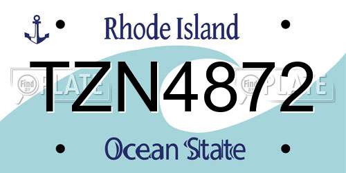 TZN4872 Rhode Island License Plate