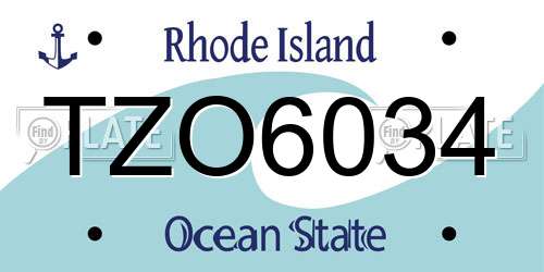 TZO6034 Rhode Island License Plate