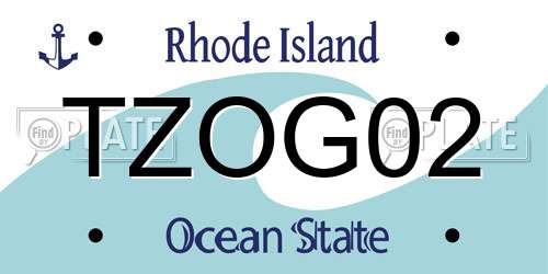 TZOG02 Rhode Island License Plate