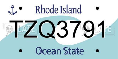 TZQ3791 Rhode Island License Plate