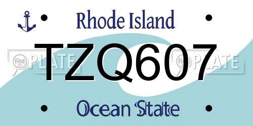 TZQ607 Rhode Island License Plate