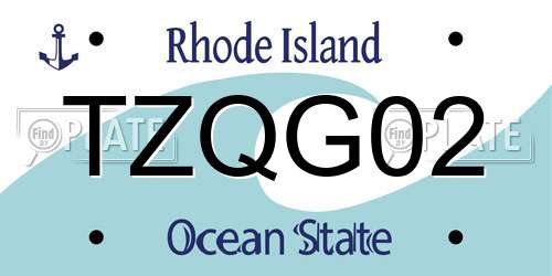 TZQG02 Rhode Island License Plate