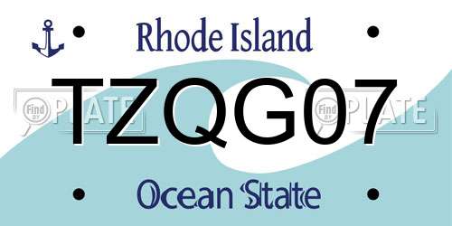 TZQG07 Rhode Island License Plate