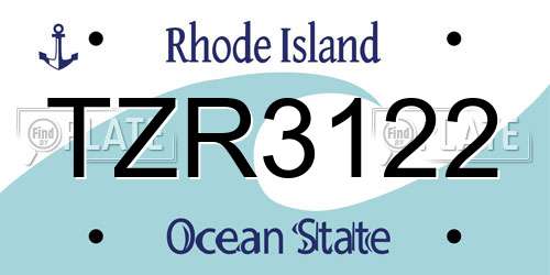 TZR3122 Rhode Island License Plate