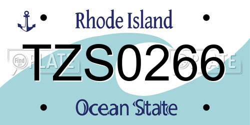 TZS0266 Rhode Island License Plate