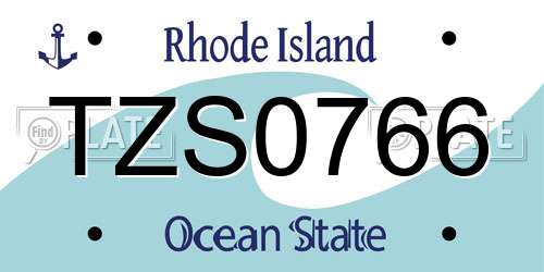 TZS0766 Rhode Island License Plate
