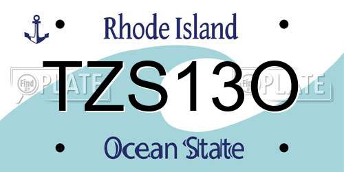 TZS13O Rhode Island License Plate