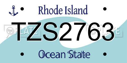 TZS2763 Rhode Island License Plate