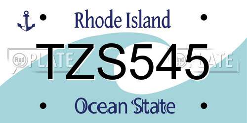 TZS545 Rhode Island License Plate