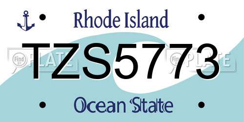 TZS5773 Rhode Island License Plate