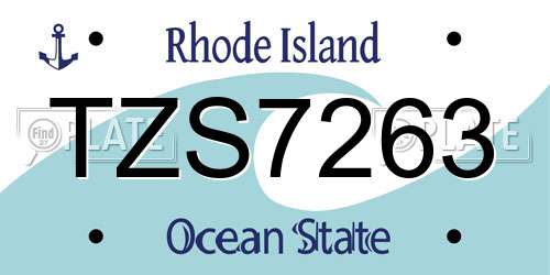 TZS7263 Rhode Island License Plate
