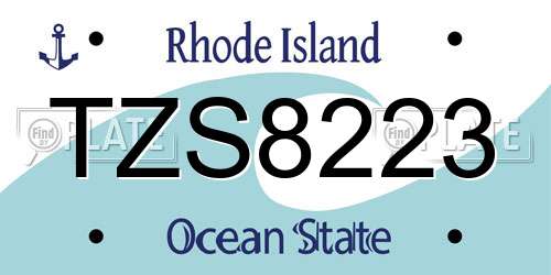 TZS8223 Rhode Island License Plate