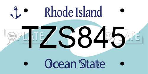 TZS845 Rhode Island License Plate