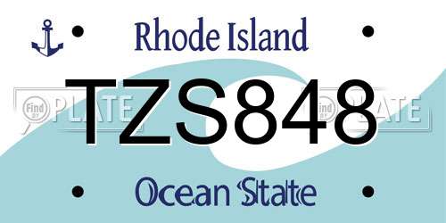 TZS848 Rhode Island License Plate