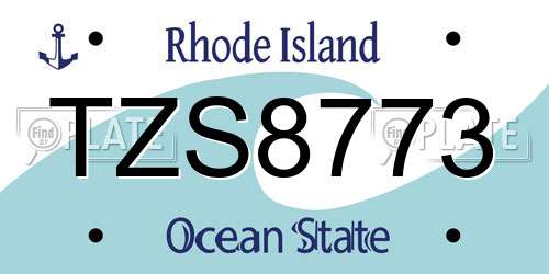TZS8773 Rhode Island License Plate