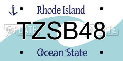 TZSB48 Rhode Island License Plate