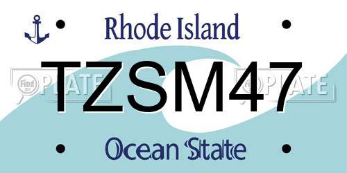 TZSM47 Rhode Island License Plate