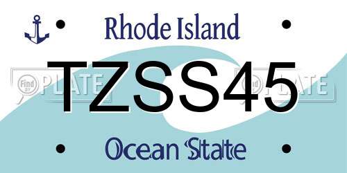 TZSS45 Rhode Island License Plate