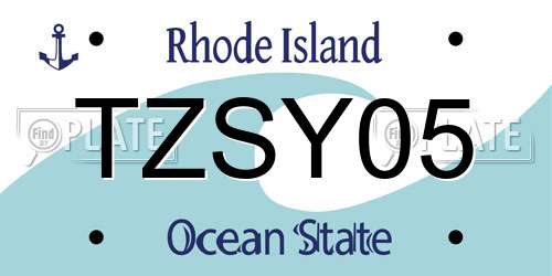 TZSY05 Rhode Island License Plate