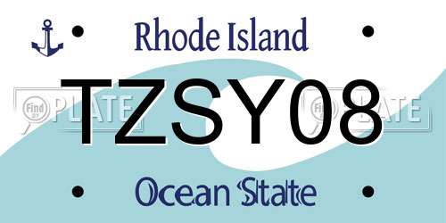 TZSY08 Rhode Island License Plate