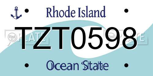TZT0598 Rhode Island License Plate