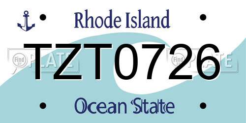 TZT0726 Rhode Island License Plate
