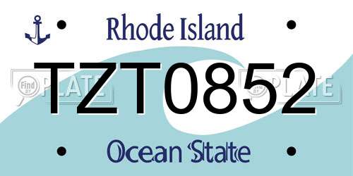 TZT0852 Rhode Island License Plate
