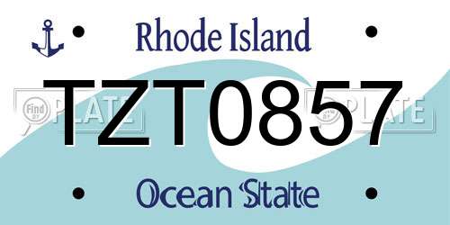 TZT0857 Rhode Island License Plate