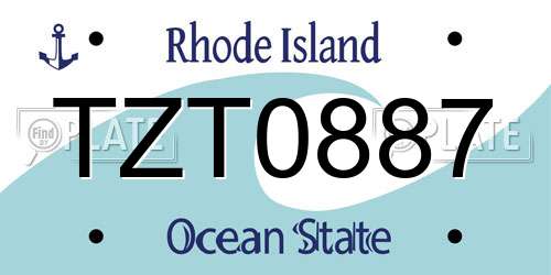 TZT0887 Rhode Island License Plate