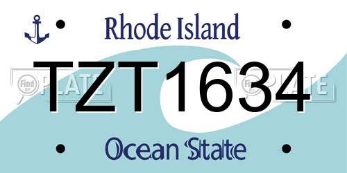 TZT1634 Rhode Island License Plate