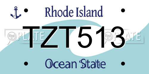 TZT513 Rhode Island License Plate