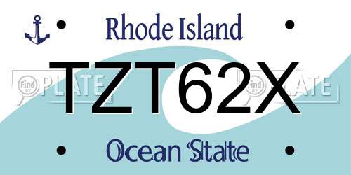 TZT62X Rhode Island License Plate