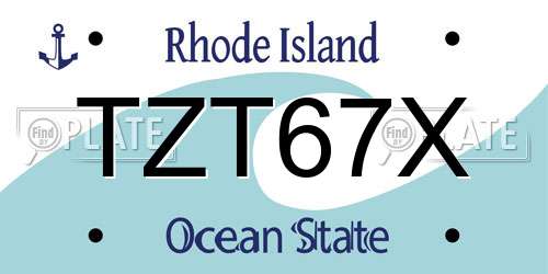 TZT67X Rhode Island License Plate