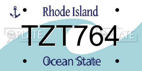 TZT764 Rhode Island License Plate