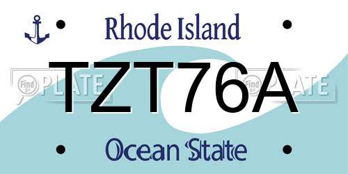 TZT76A Rhode Island License Plate