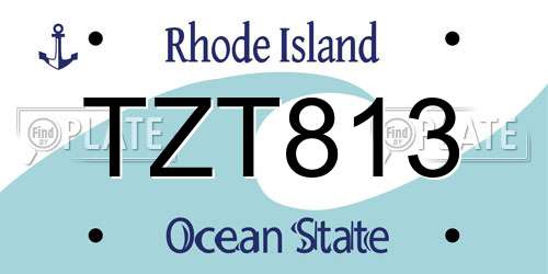 TZT813 Rhode Island License Plate