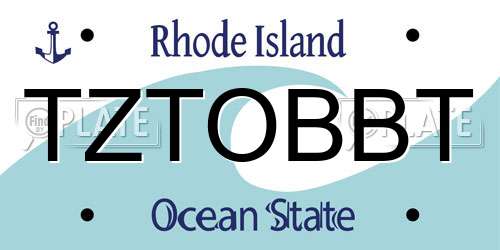 TZTOBBT Rhode Island License Plate