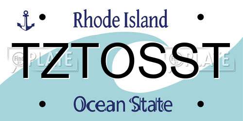 TZTOSST Rhode Island License Plate