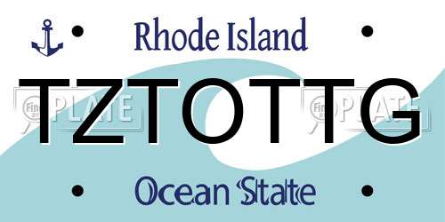 TZTOTTG Rhode Island License Plate