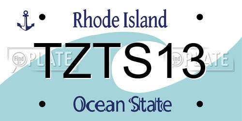 TZTS13 Rhode Island License Plate
