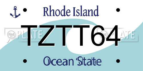 TZTT64 Rhode Island License Plate