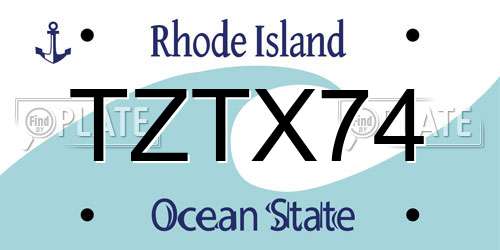 TZTX74 Rhode Island License Plate