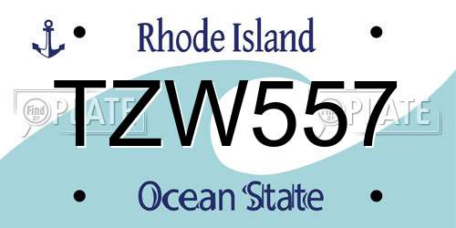 TZW557 Rhode Island License Plate