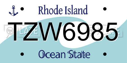 TZW6985 Rhode Island License Plate