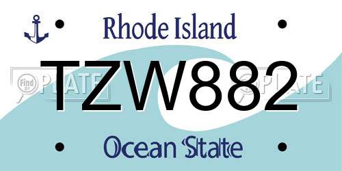 TZW882 Rhode Island License Plate